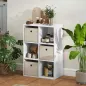 Estantería Cubo de Almacenamiento con 6 Compartimentos y 3 Cajones de Tela para Salón 53,7x30x79,8 cm Blanco y Beige