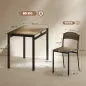 Conjunto de Mesa y 4 Sillas de Comedor para 4 Personas, Estilo Moderno con Estructura Metálica, Marrón Oscuro y Negro Conjunto de Mesa y 4 Sillas de Comedor para 4 Personas, Estilo Moderno con Estructura Metálica, Marrón Oscuro y Negro