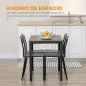 Conjunto de Mesa y 4 Sillas de Comedor para 4 Personas, Estilo Moderno con Estructura Metálica, Marrón Oscuro y Negro Conjunto de Mesa y 4 Sillas de Comedor para 4 Personas, Estilo Moderno con Estructura Metálica, Marrón Oscuro y Negro