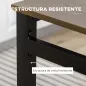 Juego de Mesa y 4 Sillas de Comedor Estilo Moderno Marco Metálico para Espacios Pequeños Marrón Oscuro y Negro