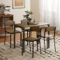 Juego de Mesa y 4 Sillas de Comedor Estilo Moderno Marco Metálico para Espacios Pequeños Marrón Oscuro y Negro
