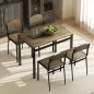Juego de Mesa y 4 Sillas de Comedor Estilo Moderno Marco Metálico para Espacios Pequeños Marrón Oscuro y Negro