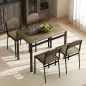 Conjunto de Mesa y 4 Sillas de Comedor para 4 Personas, Estilo Moderno con Estructura Metálica, Marrón Oscuro y Negro Conjunto de Mesa y 4 Sillas de Comedor para 4 Personas, Estilo Moderno con Estructura Metálica, Marrón Oscuro y Negro