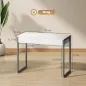 Escritorio con 2 Cajones 100x50x75 cm Mesa de Ordenador Patas de Acero para Casa Espacios Pequeños Blanco Brillante