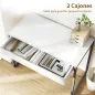 Escritorio con 2 Cajones 100x50x75 cm Mesa de Ordenador Patas de Acero para Casa Espacios Pequeños Blanco Brillante