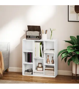 Estantería de Almacenaje con 8 Compartimentos Diseño Vertical u Horizontal para Libros Decoración 74,3x24x80 cm Blanco