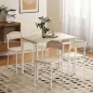 Juego de Mesa y 4 Sillas de Comedor Estilo Moderno Marco Metálico para Espacios Pequeños Blanco