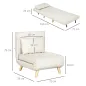 Sillón Cama Individual 2 en 1 Sofá Cama Plegable con Respaldo Ajustable y Cojín para Sala Dormitorio 72x78x79 cm Crema