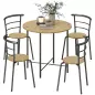 Juego de Mesa y 4 Sillas de Comedor Redonda Estilo Industrial Marco Metálico para Espacios Pequeños Salón Natural Juego de Mesa y 4 Sillas de Comedor Redonda Estilo Industrial Marco Metálico para Espacios Pequeños Salón Natural