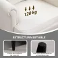 Sillón con Reposapiés Respaldo Alto Capitoné Patas de Madera Almohada Acolchada y Tapizado en Lino Beige