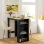 Mesa Alta de Bar Mesa de Cocina con 3 Estantes Marco de Madera Estilo Moderno 112x57x106 cm Negro y Natural
