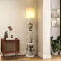 Lámpara de Pie con Estantes con 3 Temperaturas de Color Control Remoto para Salón Dormitorio Oficina Blanco