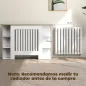 Cubre Radiadores con Estantes Cubreradiador de MDF Diseño Moderno de Listones para Salón Dormitorio 124x19x83 cm Blanco
