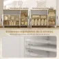 Aparador de 3 Puertas de Cierre Suave con Estantes Ajustables Compartimento Abierto Patas de Madera Blanco