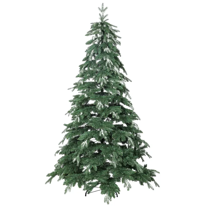 Árbol de Navidad Artificial 210 cm Ramas Realistas con Efecto Nieve Soporte de Acero Base Plegable Montaje Rápido