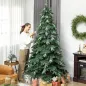 Árbol de Navidad Artificial 210 cm Ramas Realistas con Efecto Nieve Soporte de Acero Base Plegable Montaje Rápido