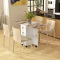 Mesa Plegable de Comedor con Ruedas Alas Abatibles 2 Cajones y Armario Hasta 6 Personas 120x60x76,5 cm Blanco y Natural