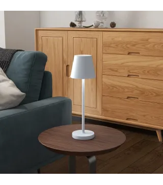 Lámpara de Mesita de Noche Inalámbrica con Luces LED Lámpara de Mesa USB-C Recargable 3 Colores Ø11,2x36,5 cm Gris