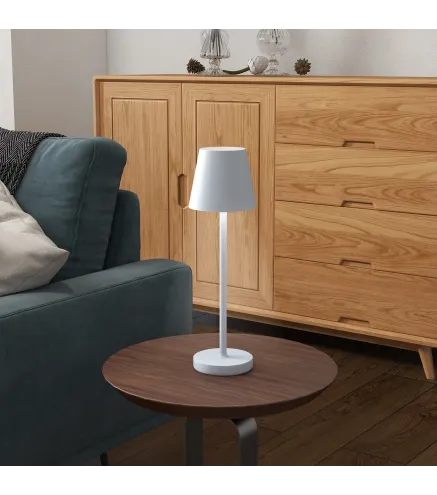 Lámpara de Mesita de Noche Inalámbrica con Luces LED Lámpara de Mesa USB-C Recargable 3 Colores Ø11,2x36,5 cm Gris