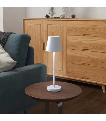 Lámpara de Mesita de Noche Inalámbrica con Luces LED Lámpara de Mesa USB-C Recargable 3 Colores Ø11,2x36,5 cm Gris