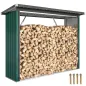 Casetilla para Leña de Acero Galvanizado con Base Elevada y Techo Inclinado 213x66,5x150 cm Verde