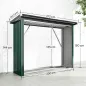 Casetilla para Leña de Acero Galvanizado con Base Elevada y Techo Inclinado 213x66,5x150 cm Verde