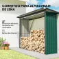 Casetilla para Leña de Acero Galvanizado con Base Elevada y Techo Inclinado 213x66,5x150 cm Verde