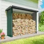 Casetilla para Leña de Acero Galvanizado con Base Elevada y Techo Inclinado 213x66,5x150 cm Verde