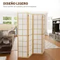 Biombo de 4 Paneles Plegable con Marco de Madera 160x170 cm para Dormitorio Oficina Salón Natural