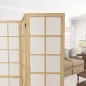 Biombo de 4 Paneles Plegable con Marco de Madera 160x170 cm para Dormitorio Oficina Salón Natural