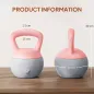 Pesa Rusa 12 kg Kettlebell Relleno de Arena Metálica Mango Antideslizante para Entreno en Casa 21x21x30 cm Rosa y Gris