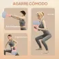 Pesa Rusa 12 kg Kettlebell Relleno de Arena Metálica Mango Antideslizante para Entreno en Casa 21x21x30 cm Rosa y Gris