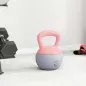 Pesa Rusa 12 kg Kettlebell Relleno de Arena Metálica Mango Antideslizante para Entreno en Casa 21x21x30 cm Rosa y Gris