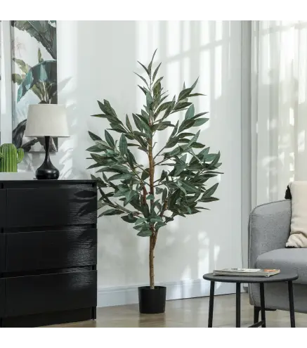 Árbol Artificial de Laurel 150 cm Decoración para Hogar Oficina Balcón Dormitorio Verde