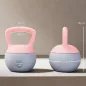 Pesa Rusa 10 kg Kettlebell Relleno de Arena Metálica Mango Antideslizante para Entrenar en Casa 21x21x30cm Rosa y Gris