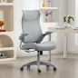 Silla de Oficina Ergonómica Giratoria de Malla con Soporte Lumbar Reposabrazos Abatibles Reposacabezas Basculante Gris