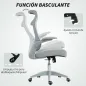 Silla de Oficina Ergonómica Giratoria de Malla con Soporte Lumbar Reposabrazos Abatibles Reposacabezas Basculante Gris