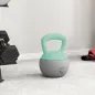 Pesa Rusa 12 kg Kettlebell Relleno de Arena Metálica Mango Antideslizante para Entreno en Casa 21x21x30 cm Verde y Gris