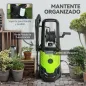 Hidrolimpiadora de Alta Presión 2200W con Accesorios Ángulo Ajustable y Parada Automática 32x32x80 cm Verde y Negro