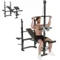 Banco de Musculación con Soporte para Barra Ajustable Extensión de Piernas Curl de Predicador y Mariposa para Gimnasio Banco de Musculación con Soporte para Barra Ajustable Extensión de Piernas Curl de Predicador y Mariposa para Gimnasio