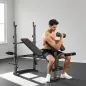 Banco de Musculación con Soporte para Barra Ajustable Extensión de Piernas Curl de Predicador y Mariposa para Gimnasio