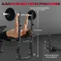 Banco de Musculación con Soporte para Barra Ajustable Extensión de Piernas Curl de Predicador y Mariposa para Gimnasio