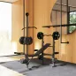 Banco de Musculación con Soporte para Barra Ajustable Extensión de Piernas Curl de Predicador y Mariposa para Gimnasio