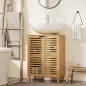 Mueble Bajo Lavabo de Bambú con 2 Puertas de Lamas Estante Ajustable para Lavabos con o sin Pedestal Natural