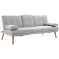 Sofá Cama 3 Plazas con Respaldo Ajustable de 3 Niveles Reposabrazos Desmontable 181x77x78 cm Gris Claro Sofá Cama 3 Plazas con Respaldo Ajustable de 3 Niveles Reposabrazos Desmontable 181x77x78 cm Gris Claro