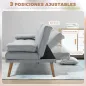 Sofá Cama 3 Plazas con Respaldo Ajustable de 3 Niveles Reposabrazos Desmontable 181x77x78 cm Gris Claro