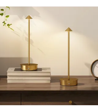 Juego de 2 Lámparas de Mesa LED Recargables con USB y Control Táctil y Luz Regulable Ø10x30 cm Dorado