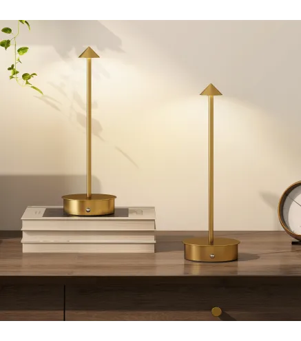 Juego de 2 Lámparas de Mesa LED Recargables con USB y Control Táctil y Luz Regulable Ø10x30 cm Dorado