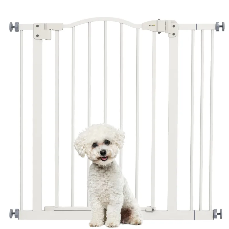 Barrera de Seguridad para Perros 74-87 cm con Extensión Montaje a Presión Doble Bloqueo para Puerta Escalera Blanco Barrera de Seguridad para Perros 74-87 cm con Extensión Montaje a Presión Doble Bloqueo para Puerta Escalera Blanco