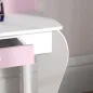 Tocador Infantil con Taburete y Espejo Tocador para Niñas con Cajón Compartimentos Diseño de Unicornio Blanco